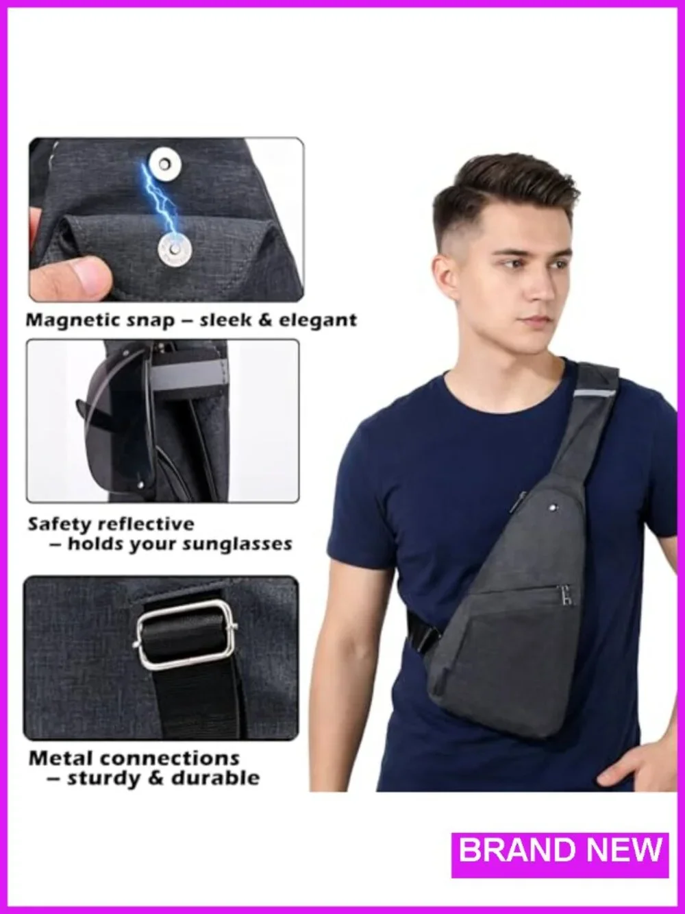 Slim Anti Theft Sling Bag RFID Blocking Crossbody Travel Backpack